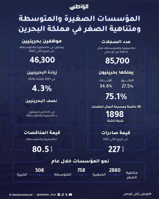 «الصناعة»: 85700 سجل تجاري.. منها ٪75.1 لبحرينيين و٪27.5 يمتلكها شباب «الصناعة»: 85700 سجل تجاري.. منها ٪75.1 لبحرينيين و٪27.5 يمتلكها شباب